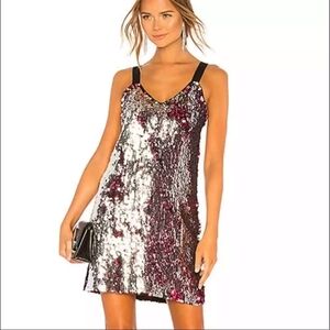 Tanya Taylor Two-Tone Pink and Silver Sequin Becca Mini Dress